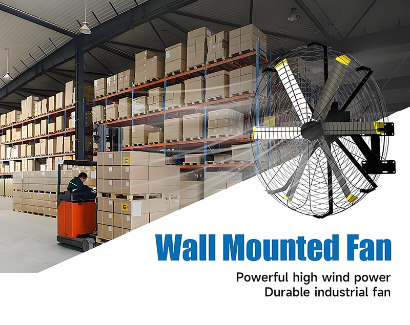 Wall mounted fans for industrial and warehouse